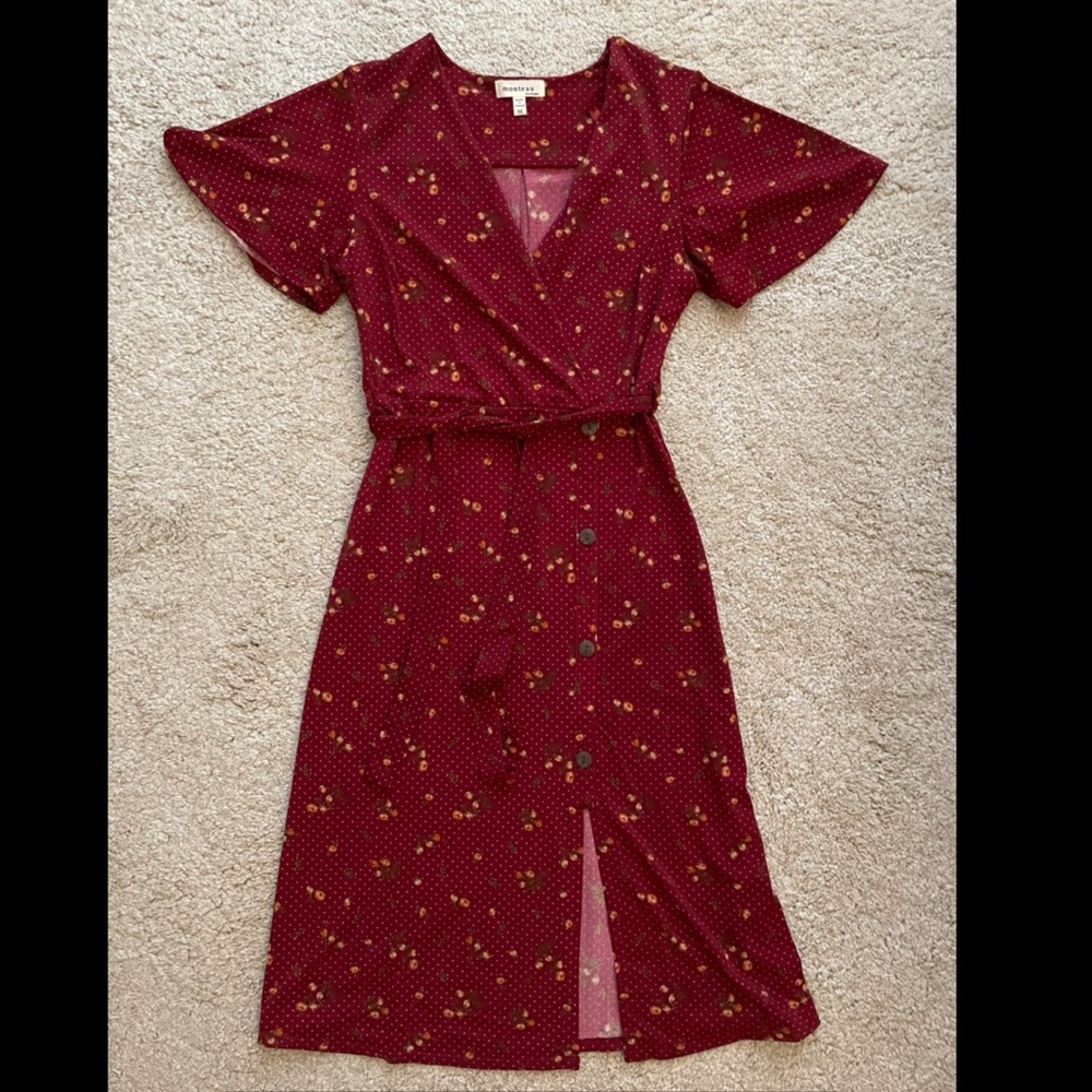 Monteau red polka dot flower dress
